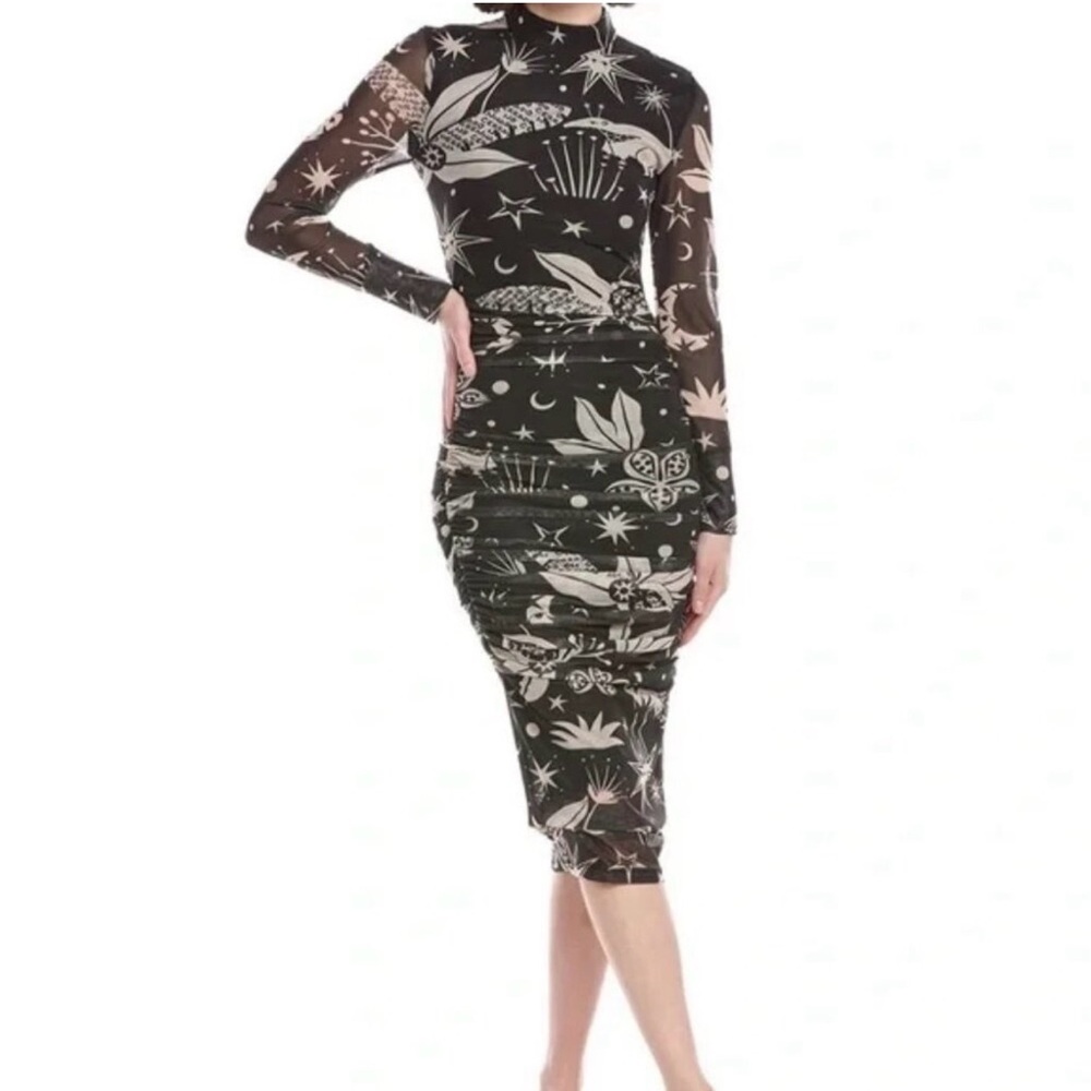 Farm Rio Black & Cream Celestial Night Midi Dress - Picture 2 of 6